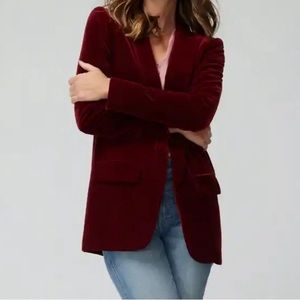 White House Black Market Red Countess Velvet Relaxed Blazigan Size 4 Petite NEW